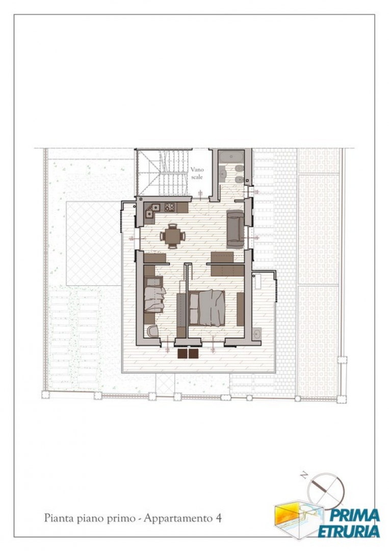 Appartamento al primo piano con terrazzo in elegante nuova costruzione - Zona Centro -