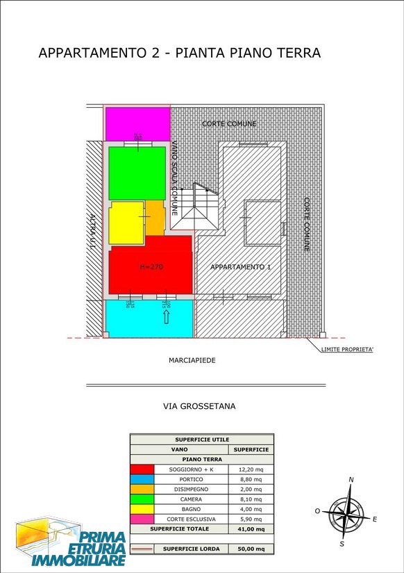 Monolocale con ingresso indipendente, portico e corte esclusiva - ZONA CENTRO -
