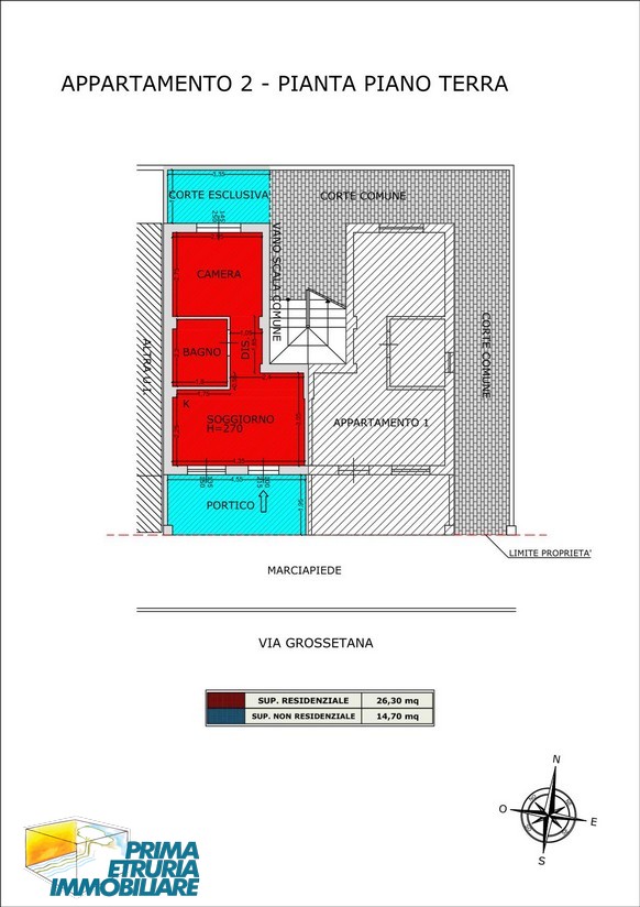 Monolocale con ingresso indipendente, portico e corte esclusiva - ZONA CENTRO -