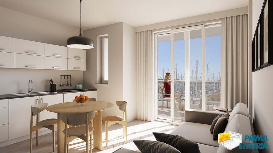 Bilocale con terrazza vivibile con fantastica vista sul porto - ZONA CENTRO -